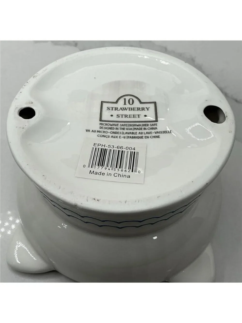 Elevated Cat Bowl 10 Strawberry Street White Blue Ceramic Food Water Dish New